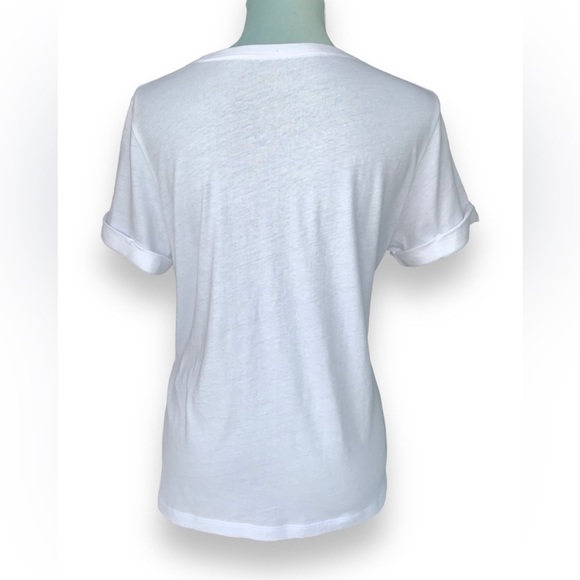 Kate Spade ‘Womanhattan’ Roll Sleeve T-Shirt White Sequined Size Medium - Picture 7 of 11